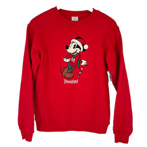 Disney Parks XS Red Mickey Sweatshirt Christmas Pullover Cozy Retro Festive Gift